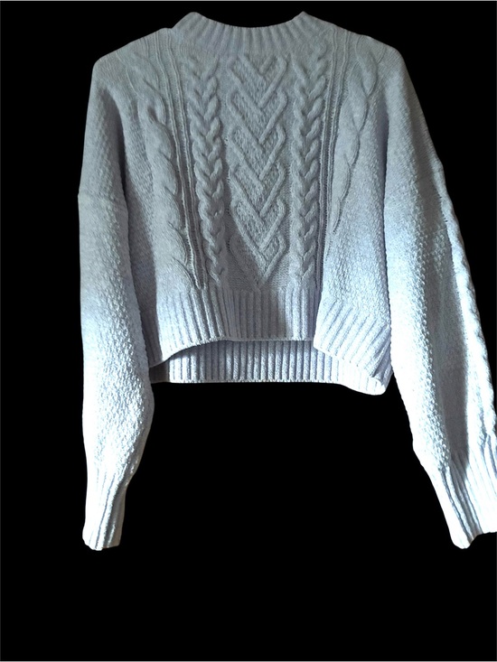Hippie Rose Sweaters - Classic Cable-Knit Cropped Sweater XL lilac